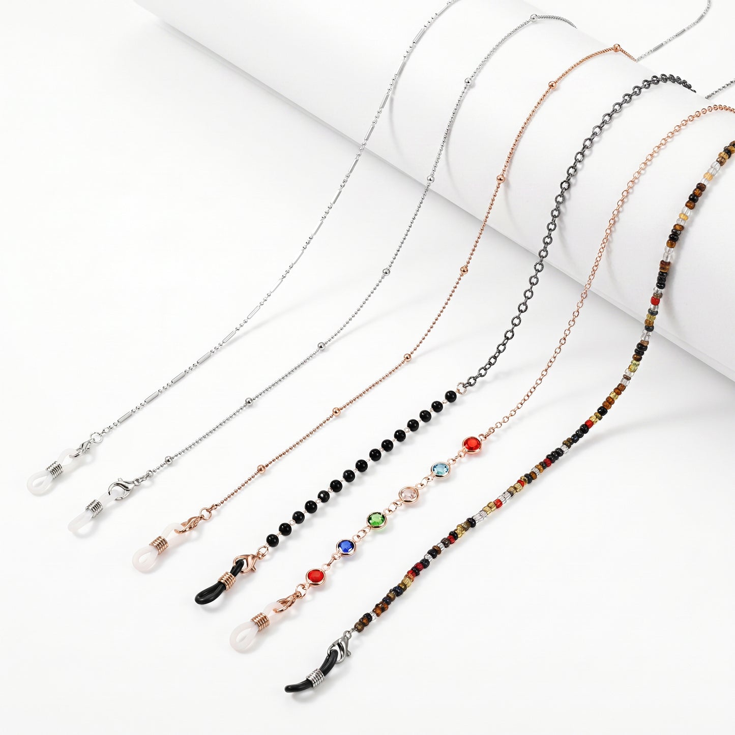 Eldraqth 6 Pcs Eyeglass Chain, Glasses Strap Eye Glasses Holders Around Neck Beaded Glasses Lanyard Reading Glass Chain Glass String Sunglass Retainer Chains for women