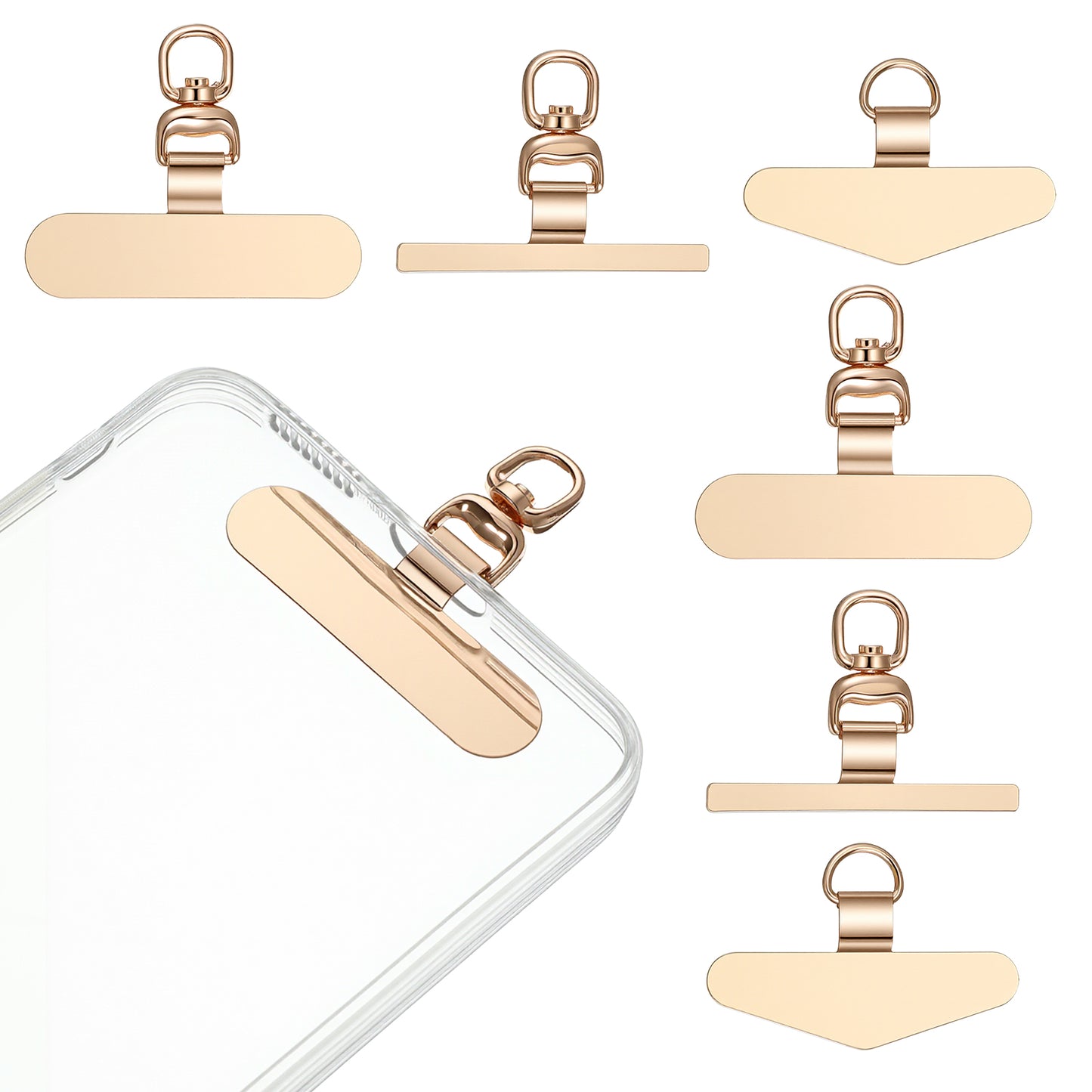 Xthrotsenk 6Pcs Phone Tether Tab Heavy Duty Phone Lanyard Tab Rotatable Stainless Steel CellPhone Tether Tabs for All Full Cellphone Cases (3 Styles)