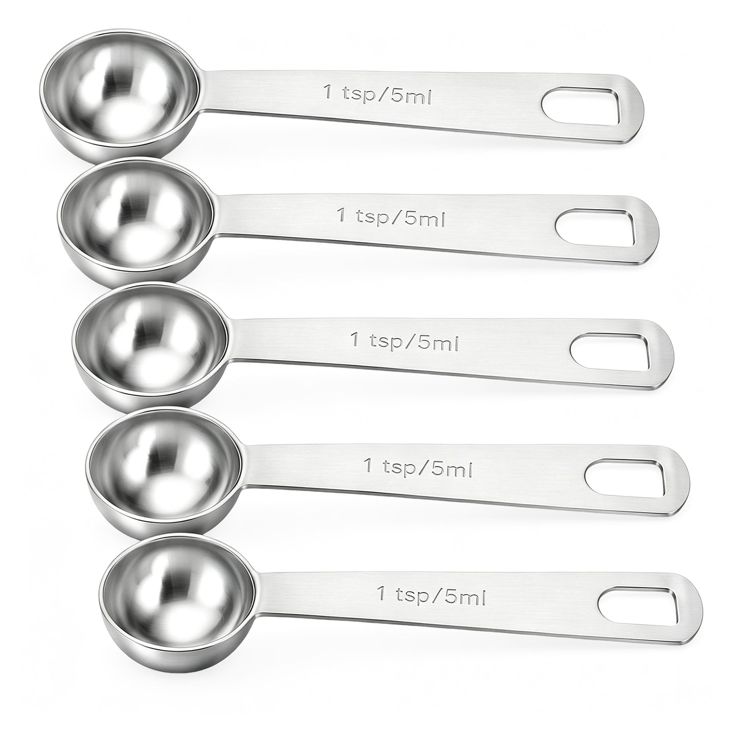5pcs 1 Teaspoon Measuring Spoons Stainless Steel 5ml Metal Coffee Measuring Spoon Stainless Steel Spoons for Precise Cooking, Baking and Spices Measurement