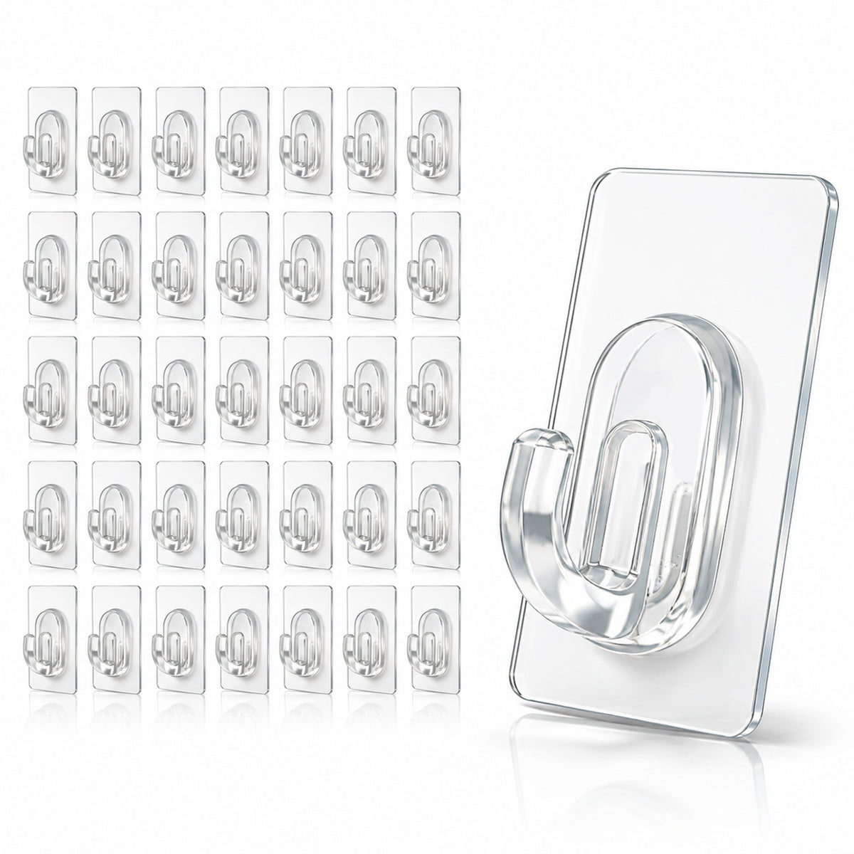 Small Sticky Hooks Clear Adhesive Wall Hooks Transparent Utility Hangers, 3