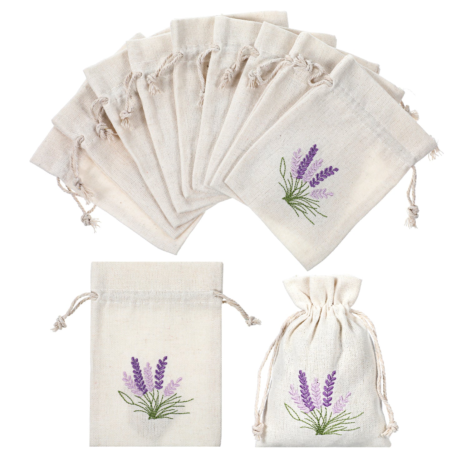 12 PCS Lavender Sachet Bags Small Burlap Gift Bags Lavender Sachet Jewelry Bag Drawstring Cotton Linen Pouch Mini Drawstring Fabric Bag for DIY Craft Filling Spice Jewellery Wedding, 4 X 5.7 Inch