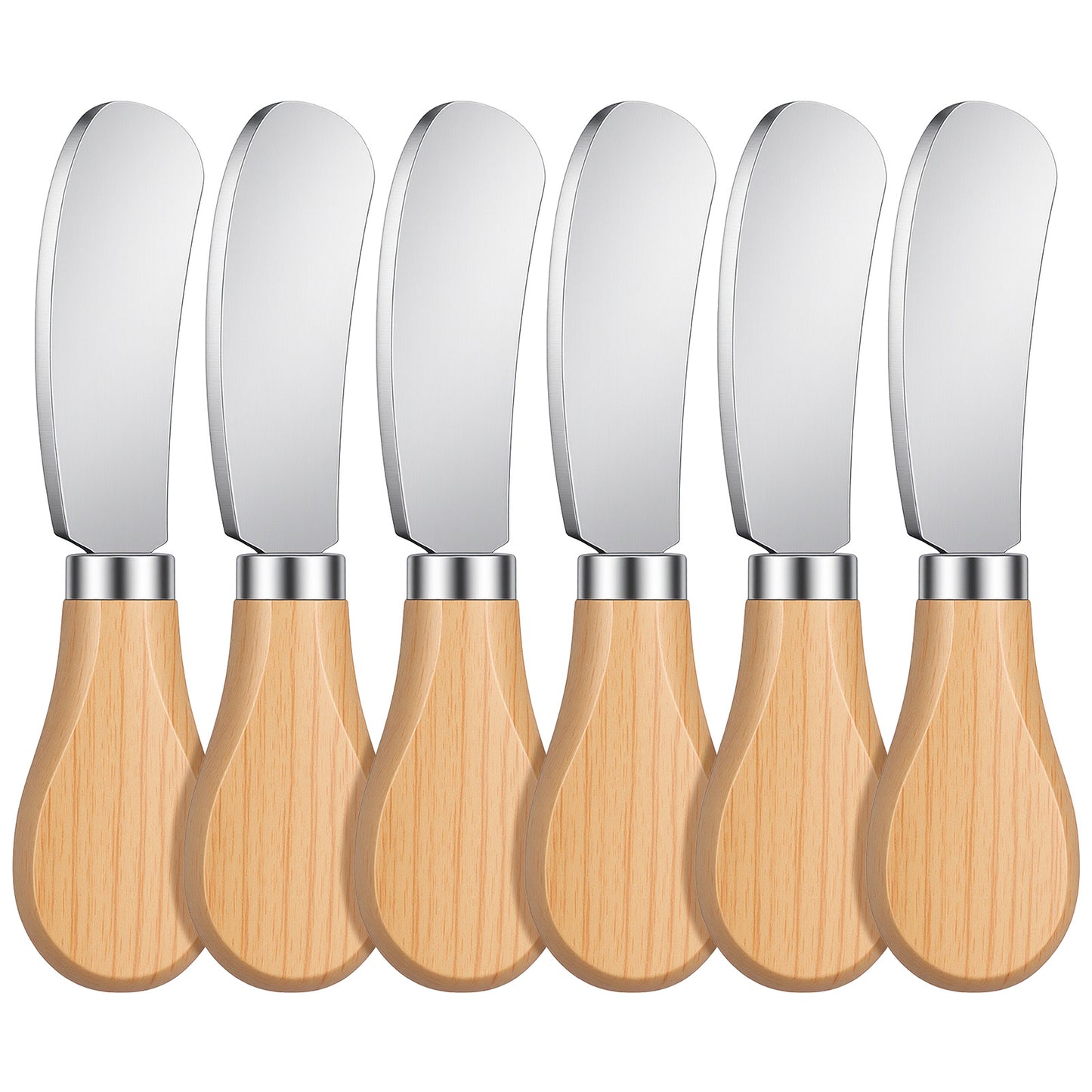 Exircy 6 Pcs Cream Cheese Spreader Knives, Butter Knife Bulk Stainless Steel Butter Spreader Knives with Wooden Handle Small Cheese Knife for Cold Butters, Jam, Charcuterie, Pastry, 4.8 Inch