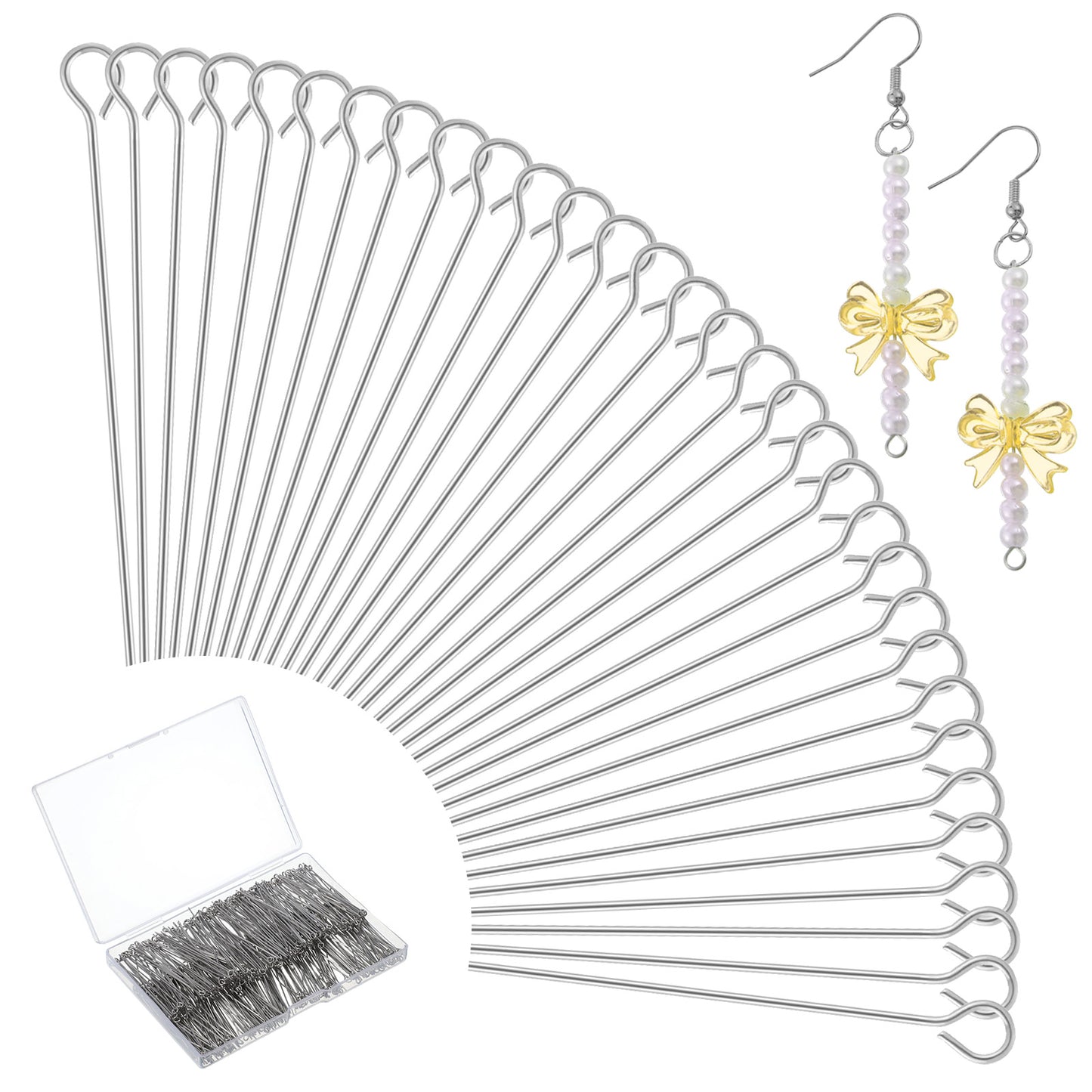600Pcs 50mm/ 2 Inch Stainless Steel Eyepins Eye Pins for Jewelry Making, Straight Bendable Metal Pins Eyepins for DIY Craft Earring Bracelet Necklace Pendant Supplies (Silver)