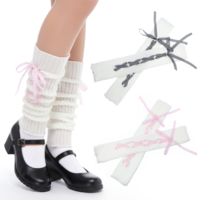 Zelphvt 2 Pcs White Leg Warmers Y2k Cute Leg Warmers with Bow Lace Harajuku Ankle Warmer Costume Warm Socks Goth Accessories