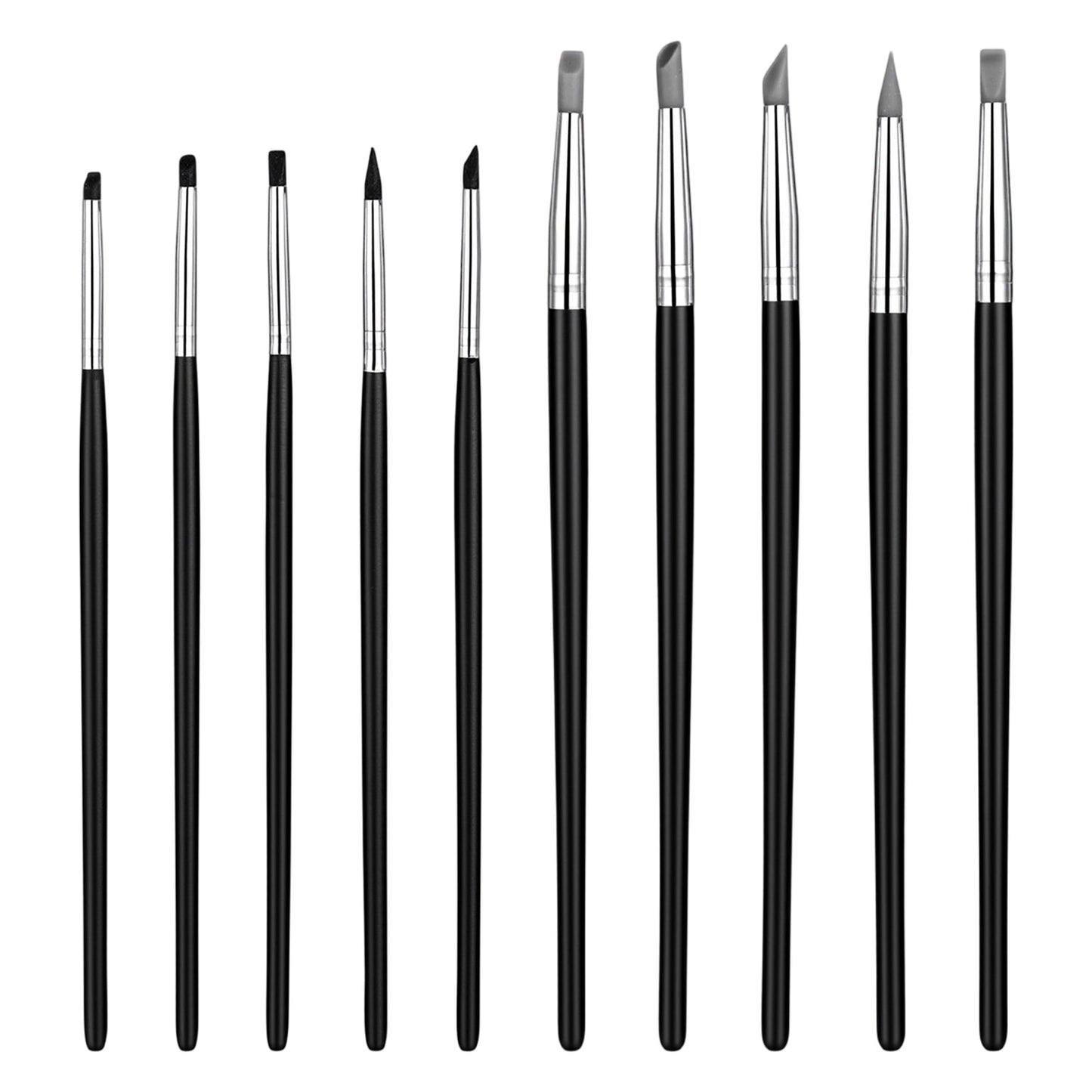 10Pcs Sculpting Tools Silicone Paint Brush 5 Shapes Head Silicone Brushes for Crafts Rubber Paint Pens Flexible Clay Carving Tools for Handicraft Pottery Handicraft Nail Artwork Acrylic Paints Gouache
