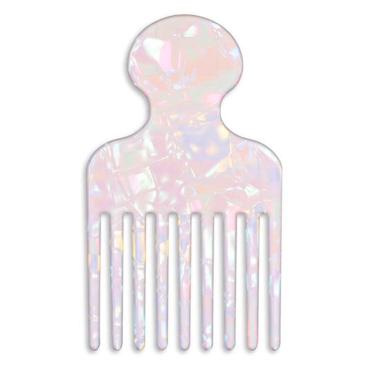 Wide Tooth Comb for Curls, Acetate Hair Picks for Women, White Hair Pick Comb for Seperating Curls, Detangling Lifting Combs, Hairs Styling Tool, 4.8 Inch