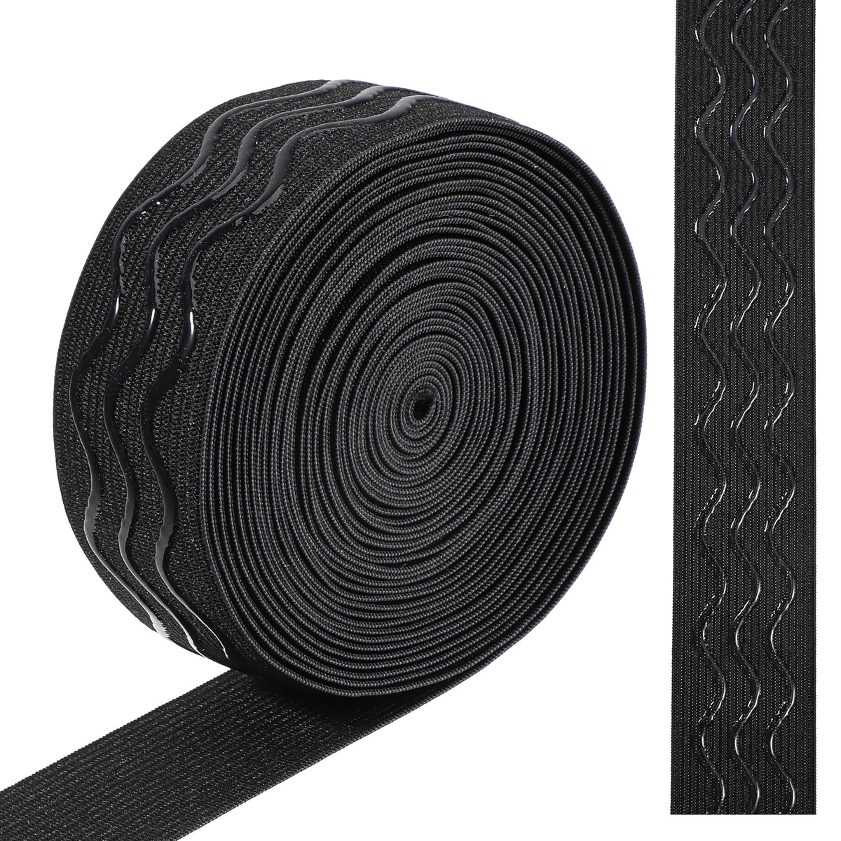 Black Elastic for Sewing, 30mm Non-Slip Large Elastic Bands, 5 Yard