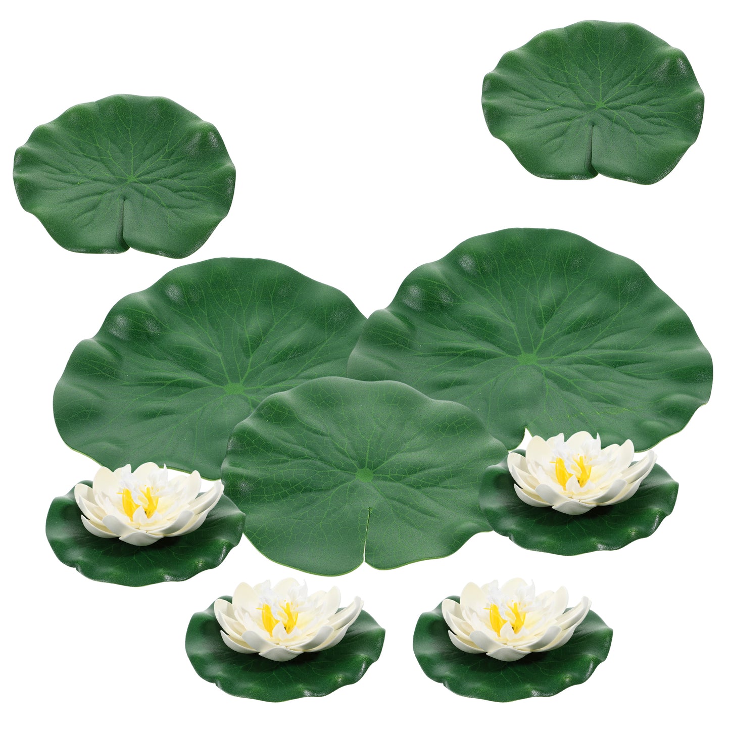 10 Pcs Artificial Pond Plants Set 10cm Floating Foam Lotus Flowers with 10-18cm Artificial-Lotus Leaves Artificial Pond Floating PlantsWaterproof Lotu Flower for Fountain Pool Aquarium Ponds Decor