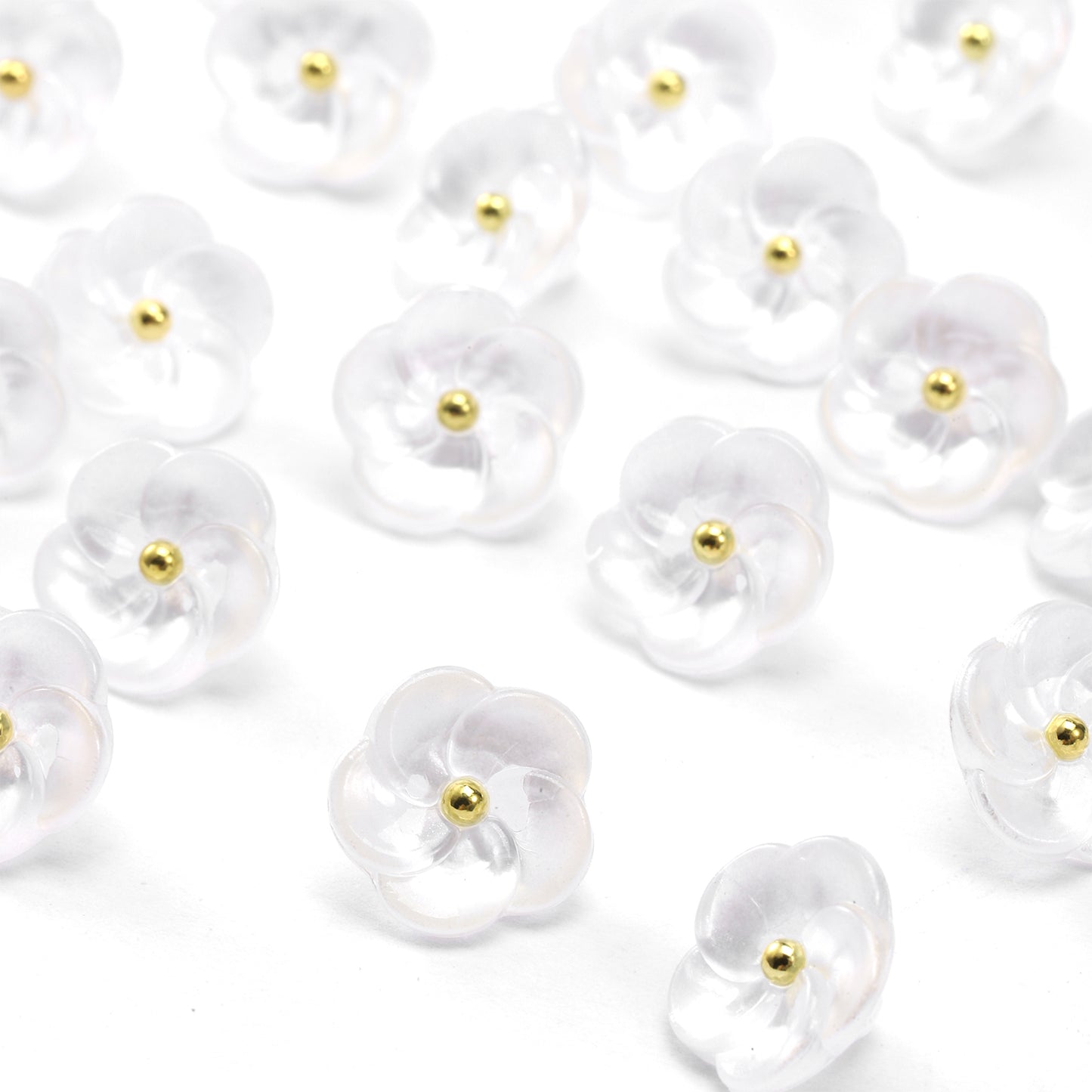 30 Pcs Flower Buttons for Sewing, 11.5 mm White Plastic Blouse Buttons, Translucent Pearl DIY Craft Button Sewing Accessories for Shirt, Jewelry Making, Hair Clips, Scrapbooking, Phone Charms