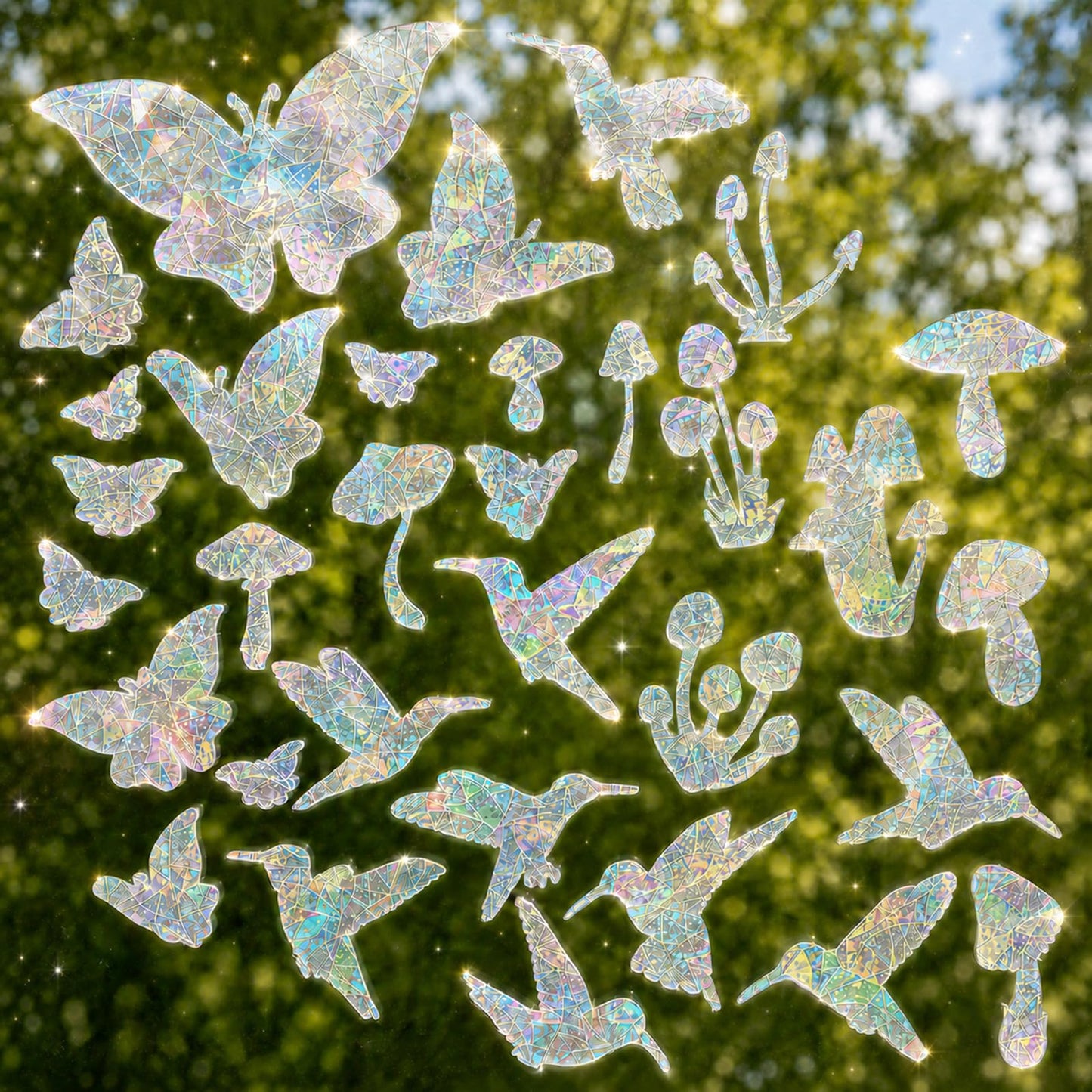 32 PCS Window Clings for Birds, Anti-Collision Window Stickers