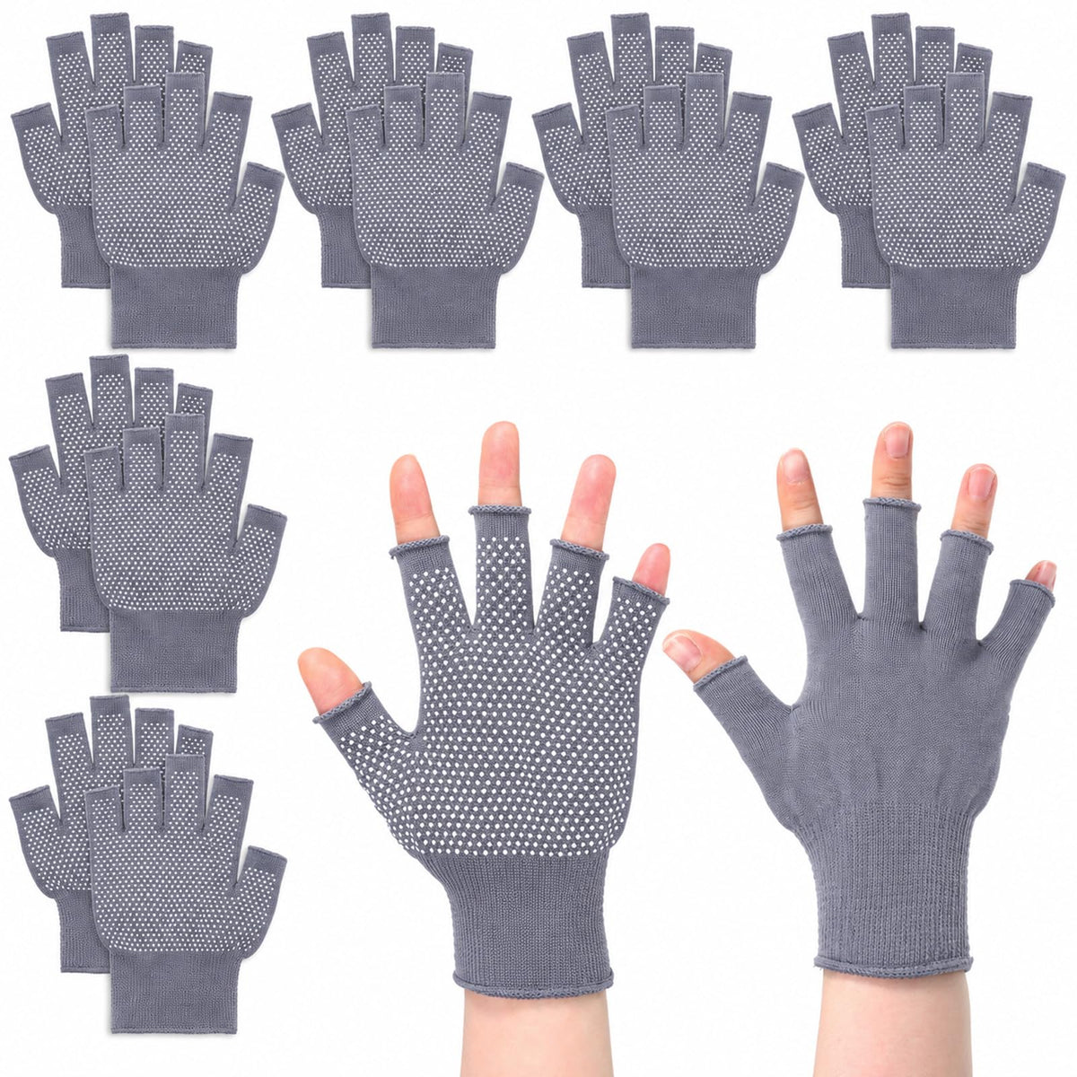 8 Pairs Half Finger Workout Gloves Anti Slip Fingerless Work Gloves