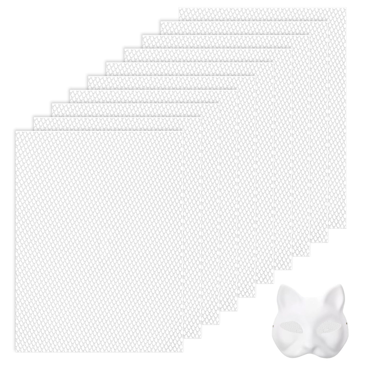 10PCS Fursuit Eye Mesh 1mm Eye Mesh for Mask Plastic PVC Meshes Sheet White Buckram Fabric Waterproof Printable Blank Handicrafts Making for Mask Furry Cosplay Props Fursuits, 11.8in X 7.87in