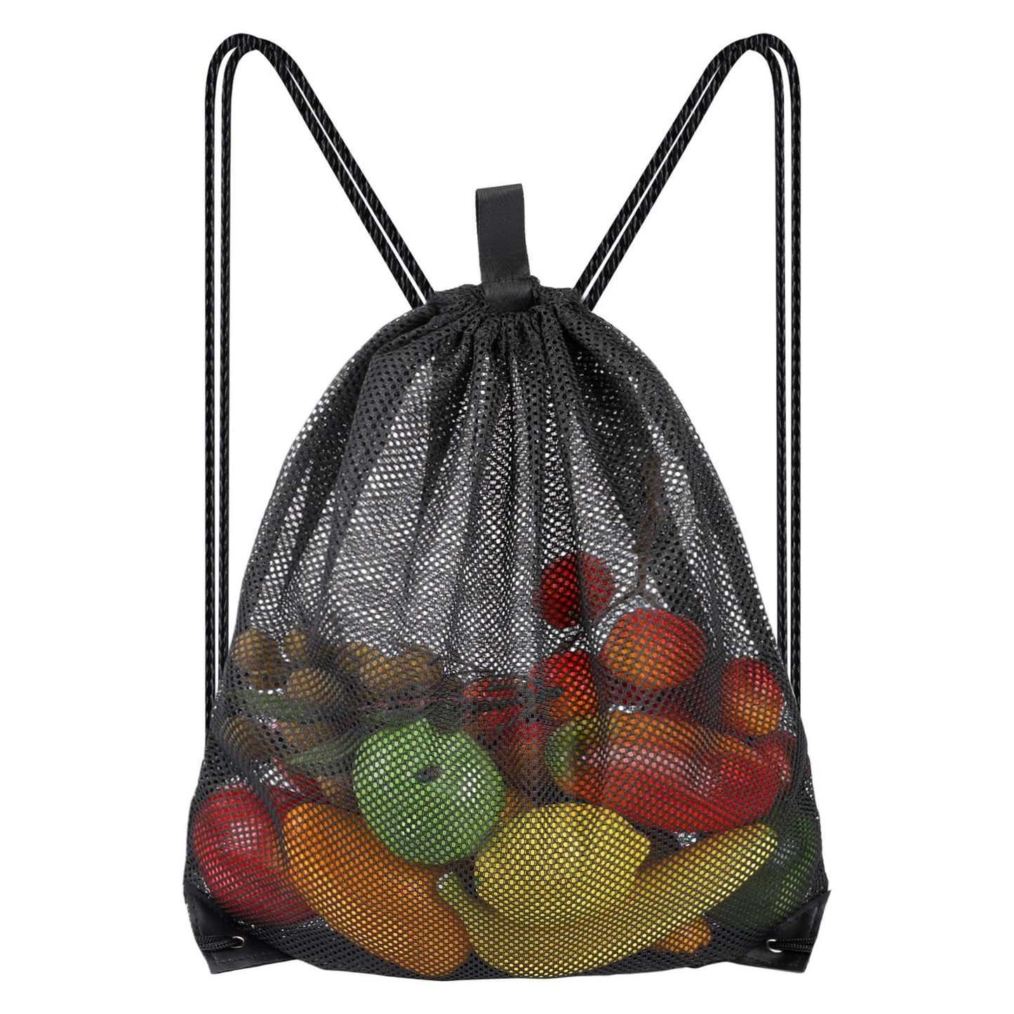 Large Mesh Drawstring Bag, Black Drawstring Backpack Bags Sports Team Gym Ball Bag Mesh Draw String Bag for Swimming, Laundry, Clothes, Pool, Beach, Travel 45×60cm