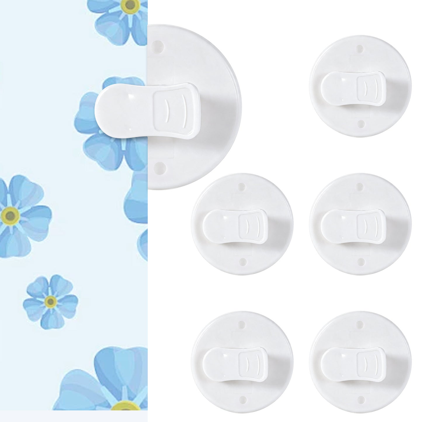 6 Pack White Shower Curtain Clips, Shower Curtain Weights Holder