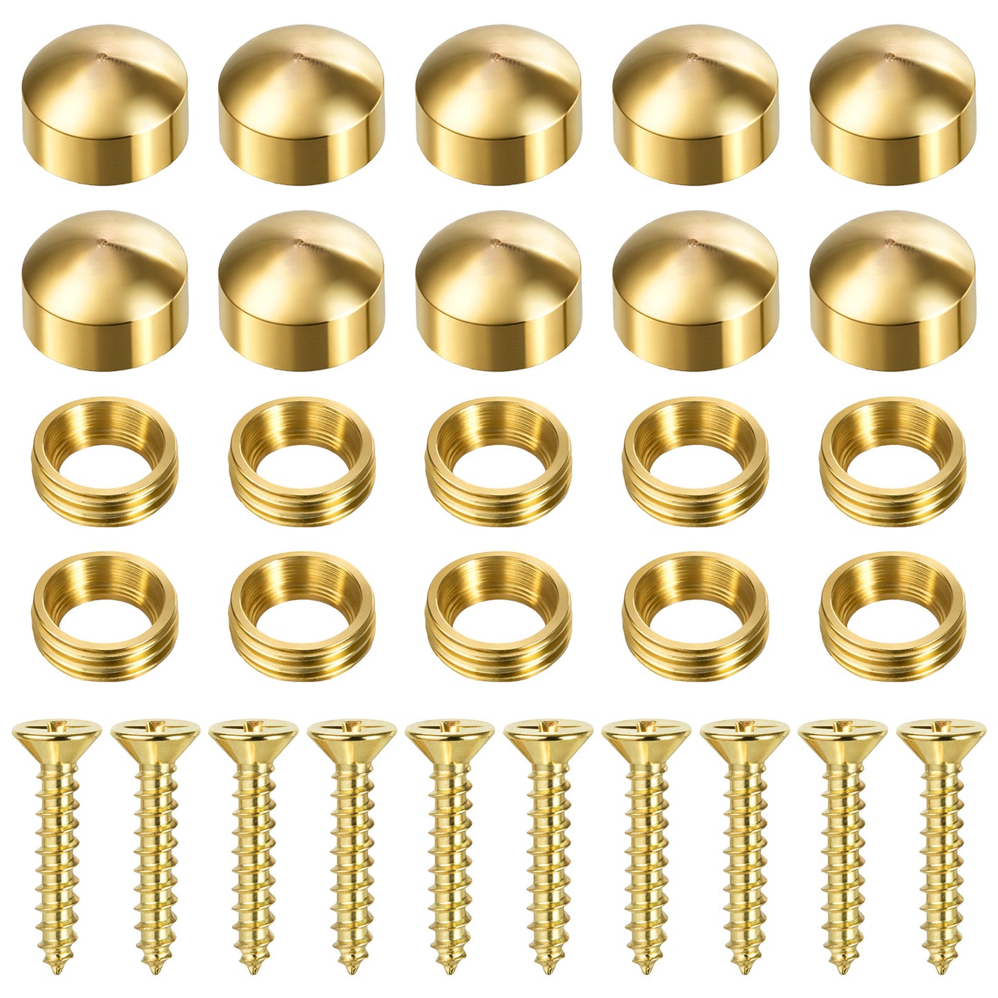 10PCS Brass Decorative Screws with Caps, Wall Tacks for Hanging Self Tapping Screws for Windows Cabinet Doors, Mirror Fixing Upholstery Cover Thumb Tacks (15mm)