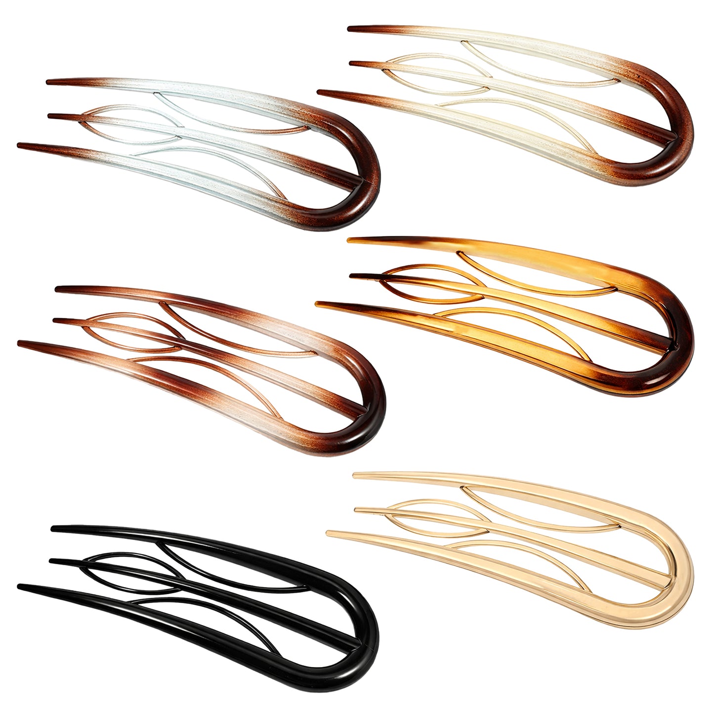 6 PCS French Hair Pins for Women U Shaped French Twist Hair Pin Internal Teeth Tortoise Shell French-Hair Pins for Women Hairs Buns Twist Hairstyle