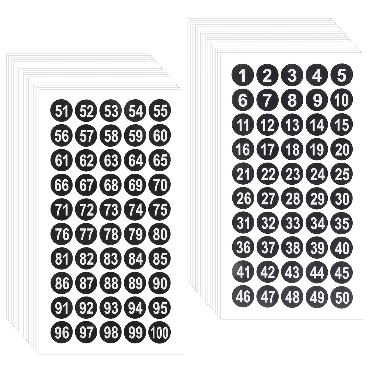 40 Sheets Round Number Sticker 1-100, 2000 Pcs Black Consecutive Vinyl Round Number Stickers, 2 cm Self-Adhesive Waterproof Numbers Decals for Office Storage Inventory Organization, Indoor Outdoor Use