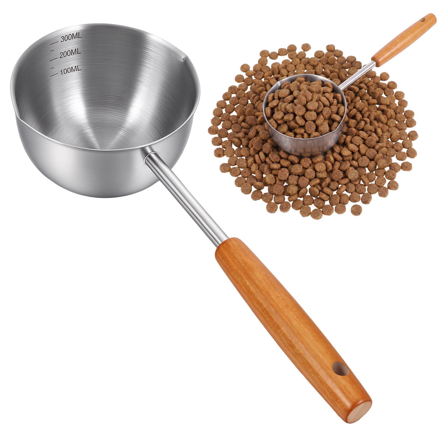 Zelphvt 1 PCS Dog Cat Food Scoop Measuring Cup 1 Cup, Stainless Steel