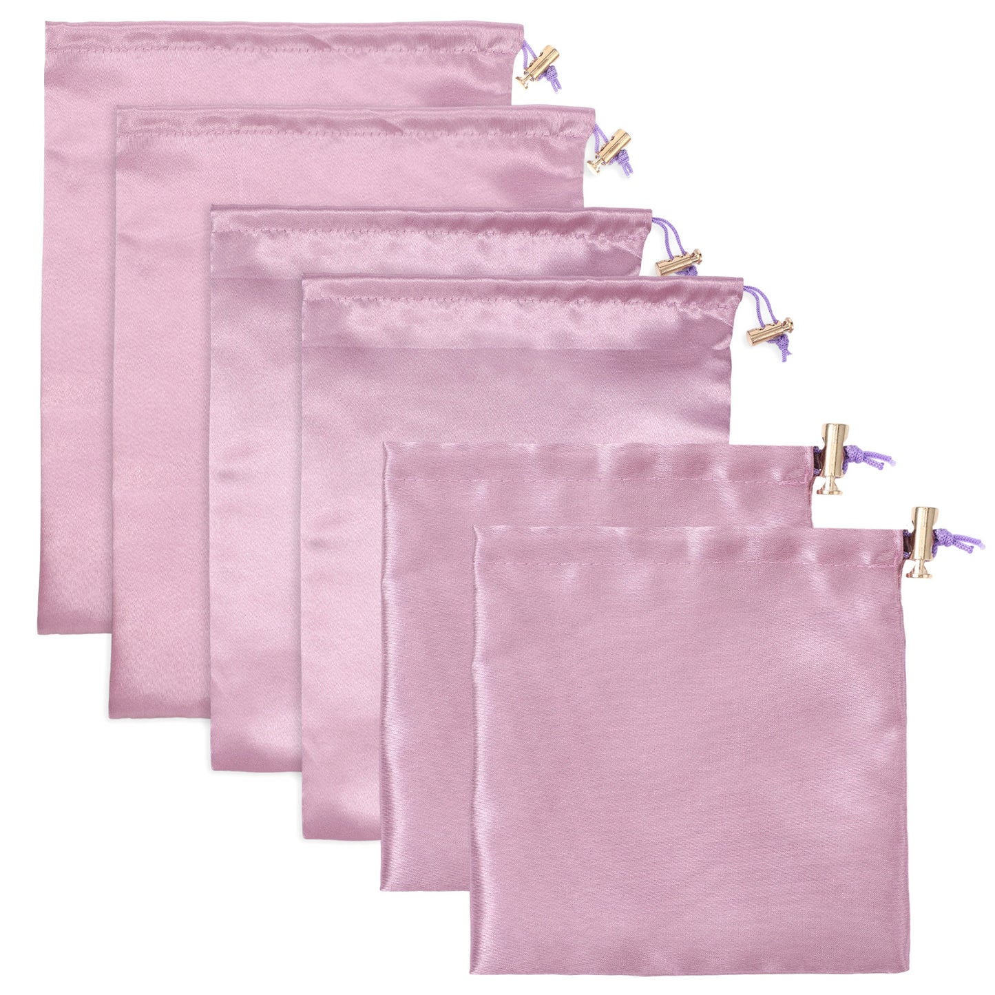 Soft Satin Drawstring Pouch, 6 Pcs Adjustable Jewellery Gift Bag Storage Soft Storage Bags Adult Toy Storage-Bags for Women Men Couples Toy Underwear Cosmetic Sunglasses Travel Camping(3 Sizes Purple)