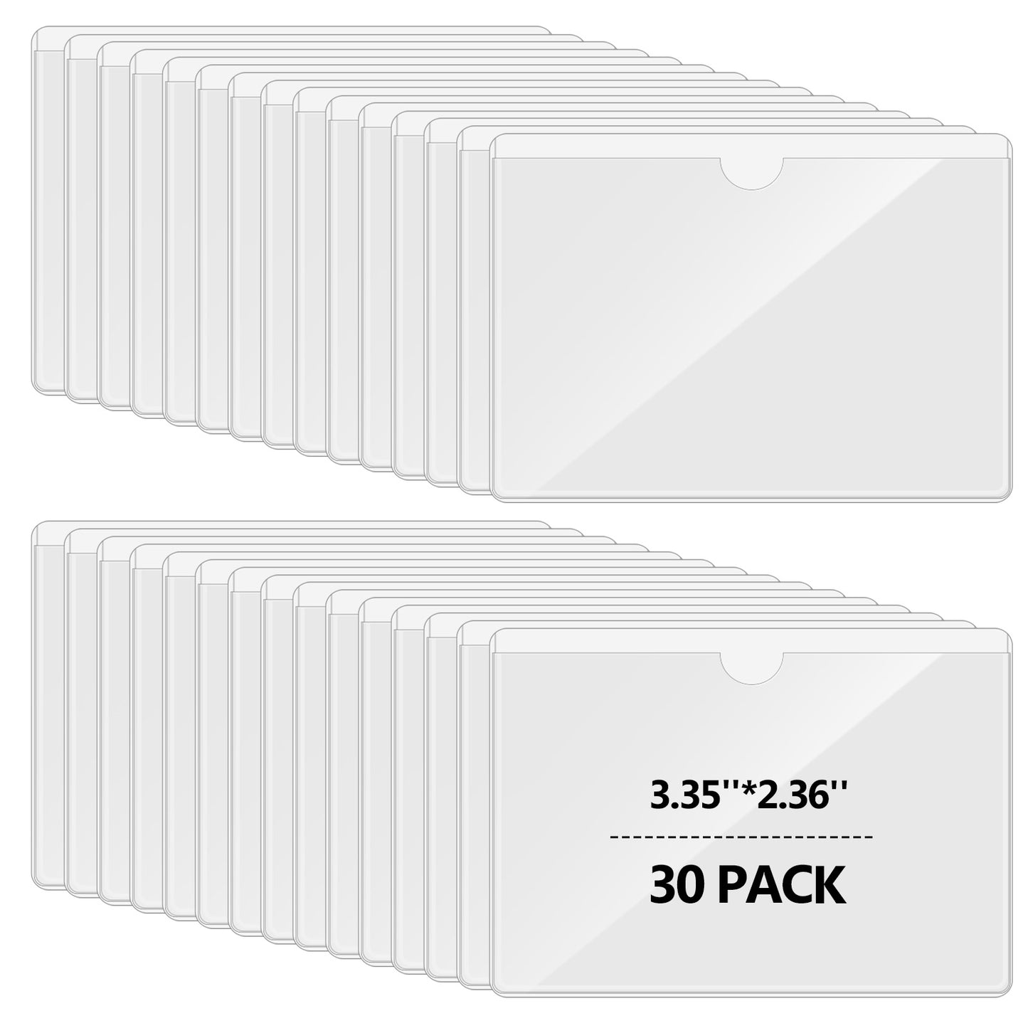 30 Pieces Self-Adhesive Index Card Holders 3.14" x 2" Plastic Labels Holders Clear Tote Bag Labels Stickers PVC Label Holder with Top Open Loading for Drawer Organizing Storage Bins Library Card