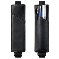 2 Packs Adjustable Elastic Band Pen Holder PU Leather Notebook Pen Holder Black Portable Pencil Holders Pens Sleeve Pouch with Stretchable Band for Hardcover Journals Notebooks Planners Bibles