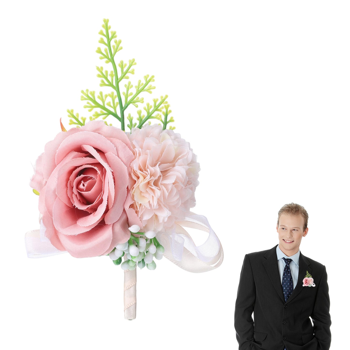 Boutonniere for Men Wedding Flower Boutonniere Groom Rose Buttonholes Artificial Tulip Rose Flowers Boutonnieres Prom Suit Decoration for Wedding Prom Ceremony Anniversary Formal Dinner Party, Brown