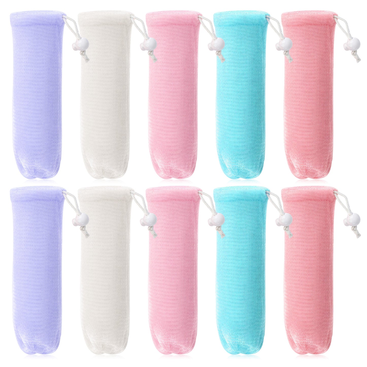 10 PCS Mesh Soap Bag Exfoliating Soap Sleeve Mesh Bar Soap-Bag Bar Soap-Pouch Bubble Foaming Nets Pocket with Drawstring for Face Body Cleaning (Multicolor)