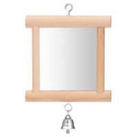 Zelphvt 6 x 4 Inch Bird Mirror, Wooden Double Mirror with Bell, Wooden