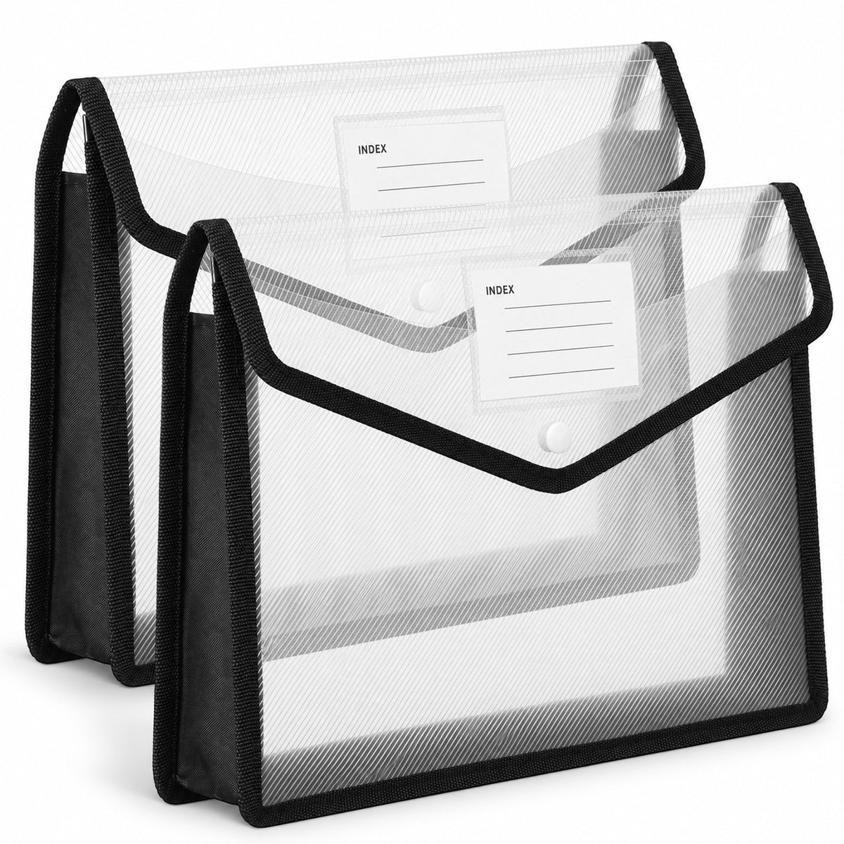 2 Pack Plastic Expanding File Folder A4 Clear Envelopes with Snap Closure