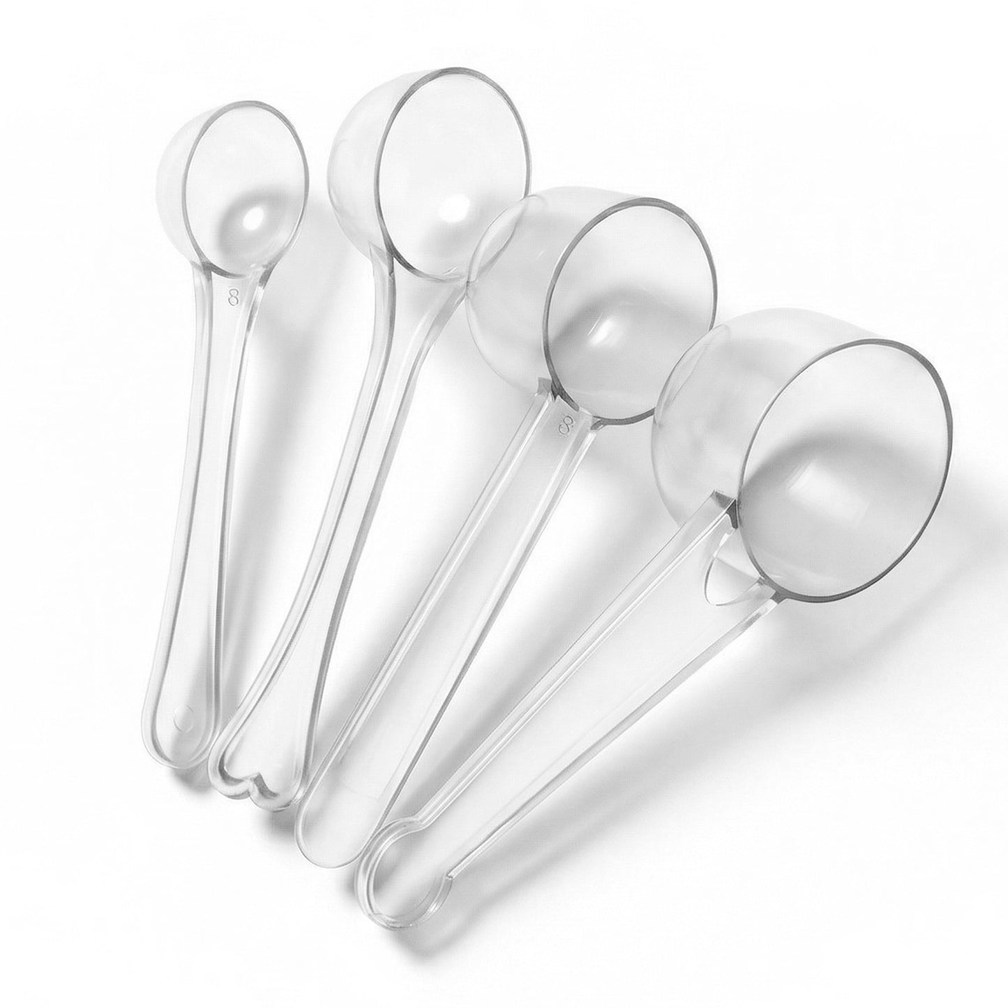 4 Pcs Measuring Spoons Set, Clear Long Handle Plastic Measuring Spoons Coffee Protein Milk Powder Scoops Spoon Kitchen Tools for Creatine Protein Formula Gram Measurings Scooper (1g/3g/5g/10g)