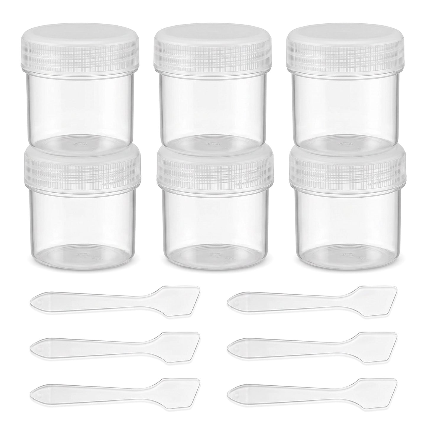 12 Pcs Small Travel Containers Plastic Jars with Lids and Scraper Wide Mouth Travel Size Containers 1 oz Plastic Jars Container Refillable Leakproof Reusable Round Empty Jar for Lotion Makeup Cosmetic