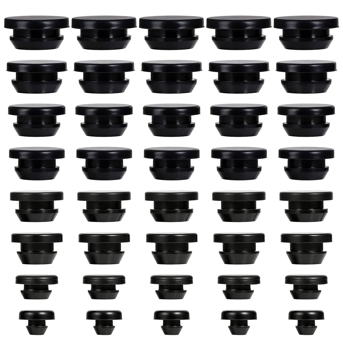 40Pcs Rubber Plugs for Holes Assorted Sizes, Black Rubber Stoppers Grommets Box Silicone Round Hole for Car Wiring Furniture Suitable For 0.16" 0.22" 0.3" 0.31" 0.33" 0.35" 0.37" 0.41" Inner Diameter