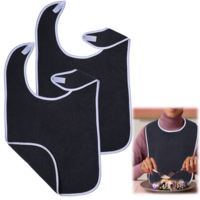 SynHHergyx 2 Pcs Adult Bibs for Eating Terry Cloth Bib for Senior Men Women Reusable Towel Bib Protectors Adjustable Dining Bibs for Elderly Adults (Dark Grey)
