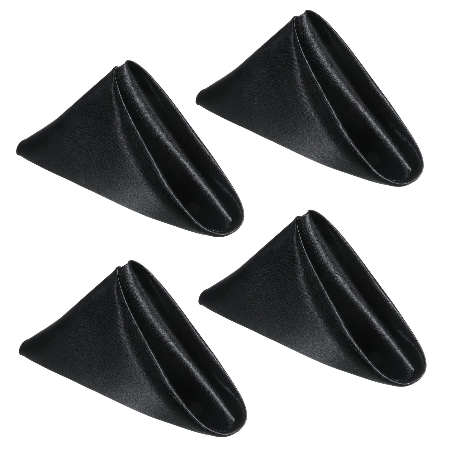 Black Cloth Napkins Set of 4 Washable Polyester Dinner Napkins for Weddings, Parties, Banquets, Events Table Decoration(43 x 43 cm)