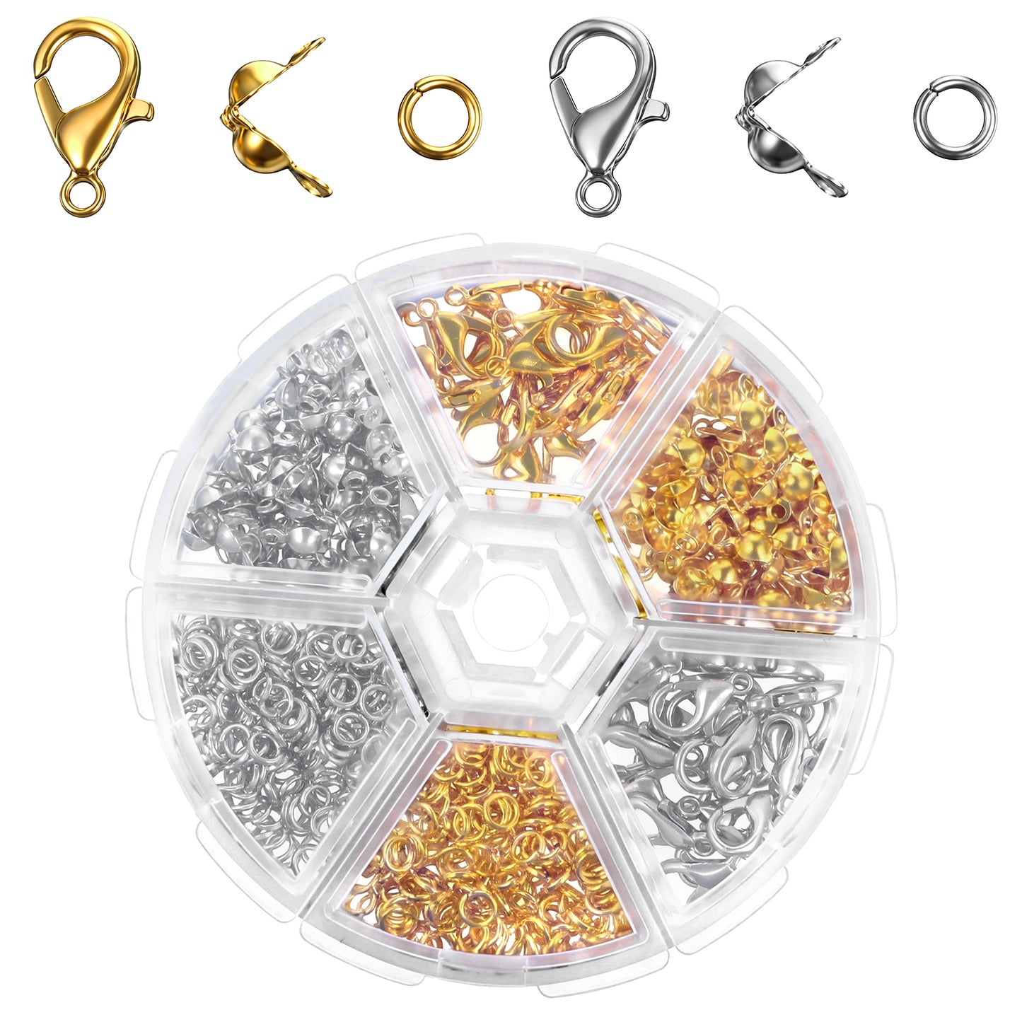 570 PCS Bracelet Clasps, Lobster Claw Clasps, Bead Tips Knot Covers, Open Jump Ring Connectors Jewellery Making Supplies for Earring Necklace Jewelry