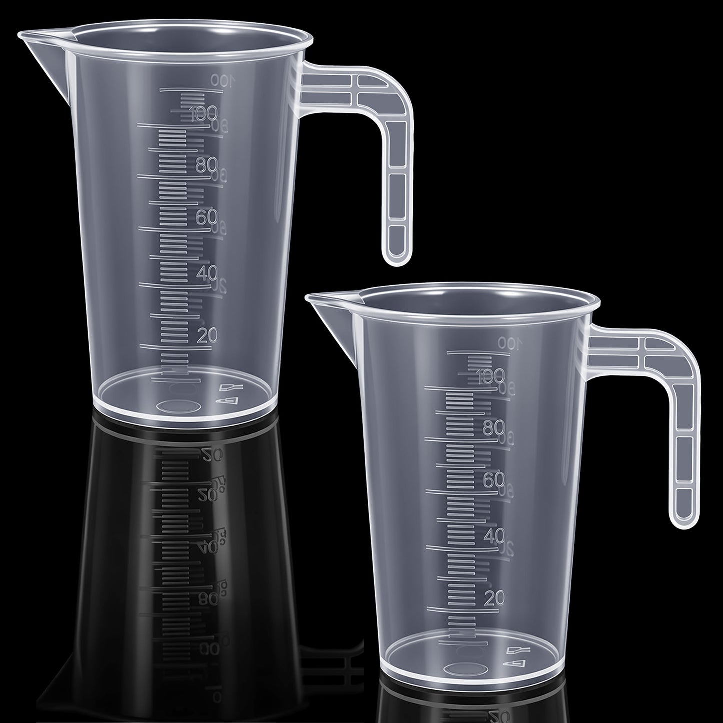 100ml Plastic Measuring Cup, 2 Pack Graduated Beaker Measuring Pitcher
