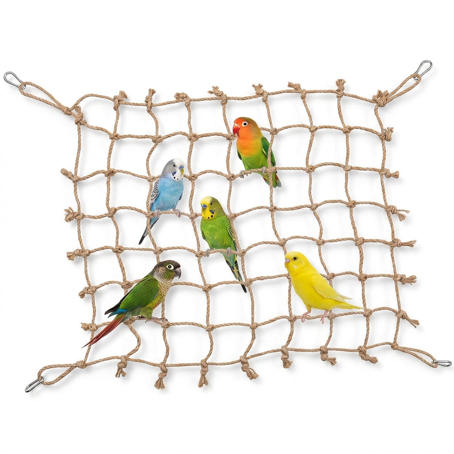 Heavy Duty Hanging Climbing Net Parrot, Large Size Rat Cage Accessories Jute Swing Hammock for Birds Parrot Swing Bird Hanging Hammock for Rats Parakeet Cockatiel Cockatoo Conure Grey Budgie