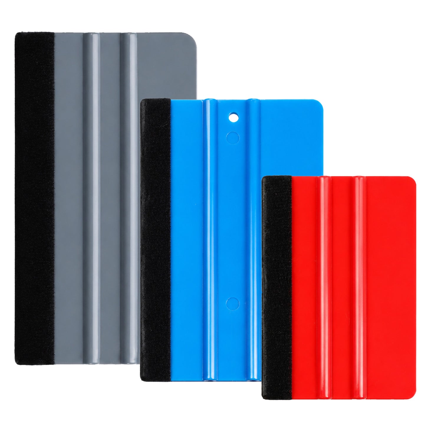 3 Pack Vinyl Wrap Squeegee Kit 4-6Inch Window Felt Squeegee Vinyl Scraper Tool Tint Squeegees Installation Tool for Decal Sticker Wallpaper Universal Car Accessories(Red, Blue, Gray)