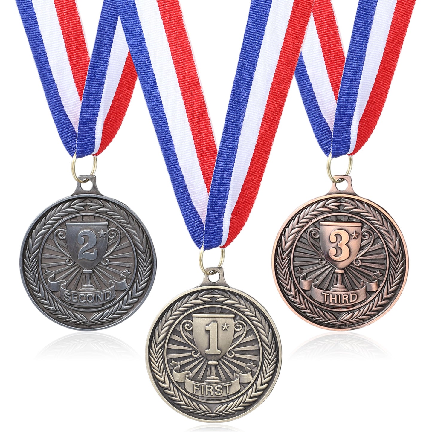 Skrfren 3pcs Medals for Awards, 5cm Gold Silver Bronze Medals Metal Olympic Medals for Adults 1st 2nd 3rd Place Award Medal for Sports Competitions Party Games Recognition