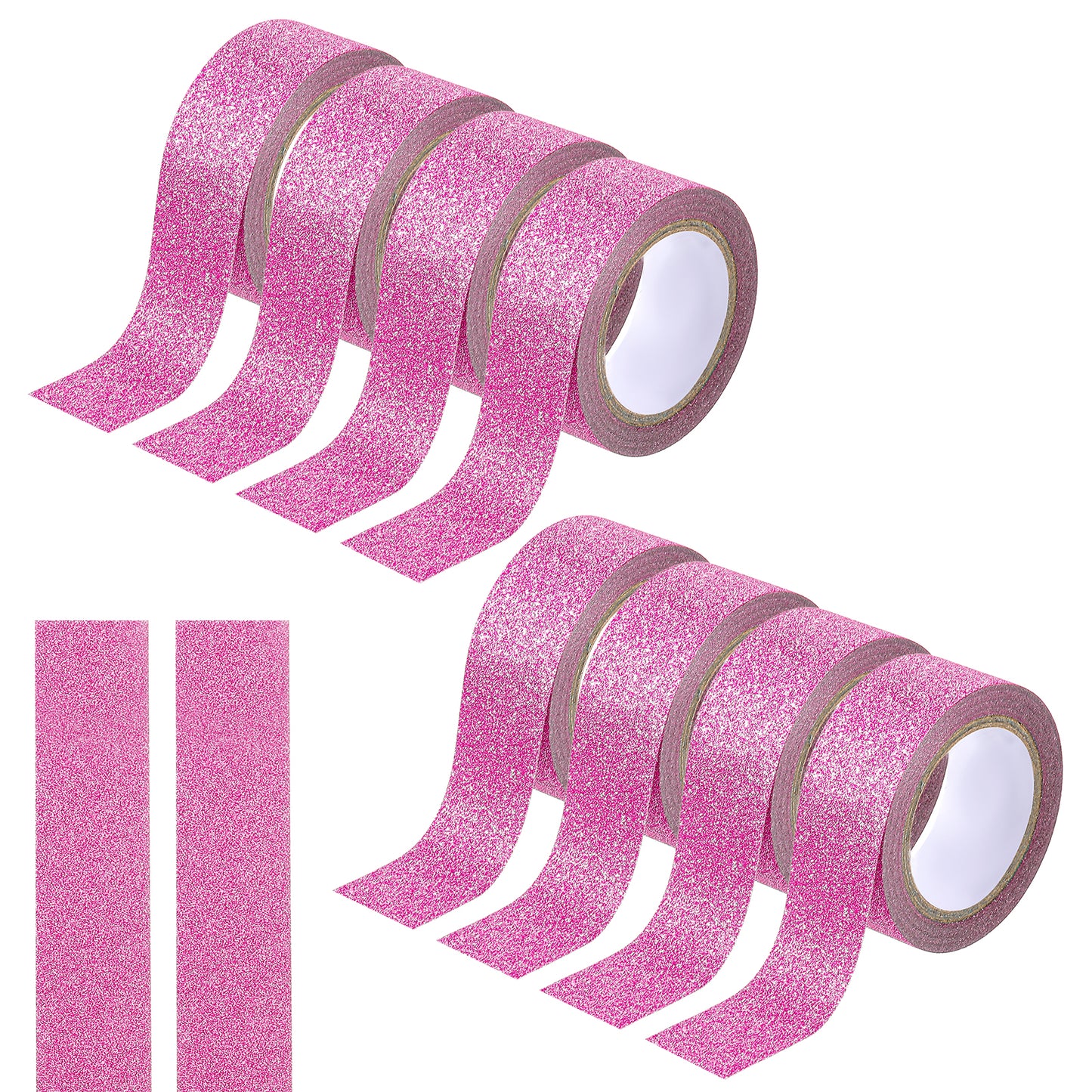 Styquenzer Glitter Washi Tape, 8 Rolls Crafting Tape Pink Purple Painters Adhesive Tape Glitter Tape for Crafts Glitter Border Masking Tape for Festival Decoration Scrapbooking Gift Wrapping 0.6 Inch