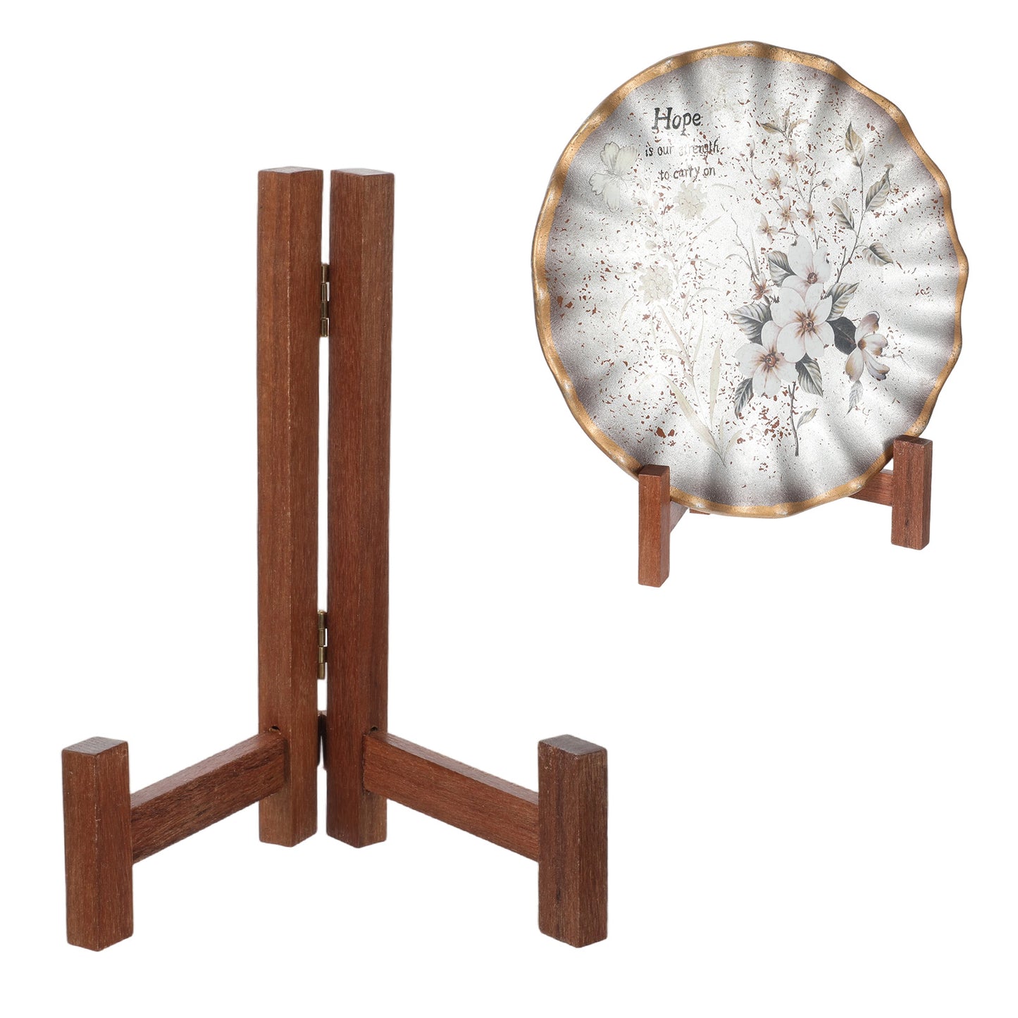 6 Inch Wooden Plate Stands for Display, Decorative Plate Holder Wood Display Stand Rustic Folding Picture Frame Holders Stand Easels Holder for Platter, Dish, Photo, Plaque, Table Decorations