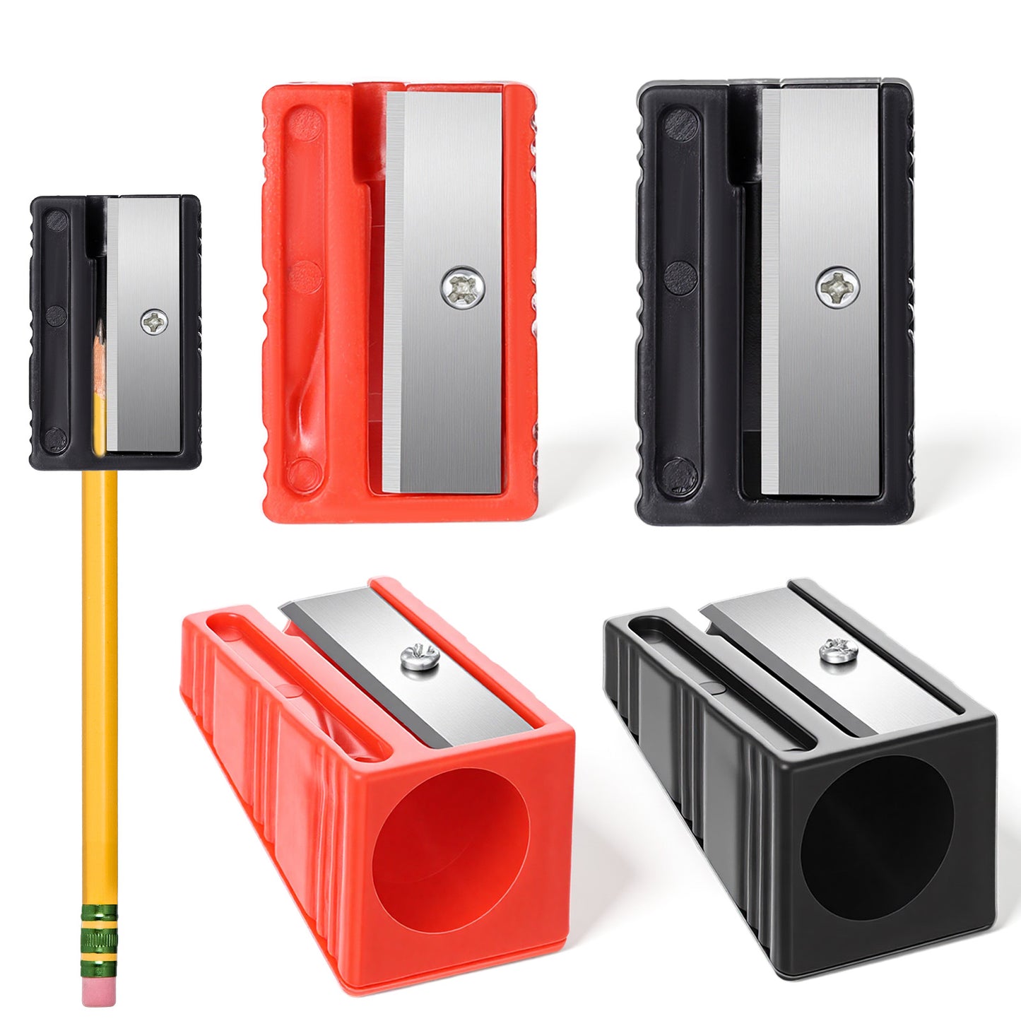4 PCS Carpenter Pencil Sharpener, Manual Portable Woodworking Pencil Sharpeners Cutter Heavy Duty Manual Construction Pencils Sharpener for Woodworking Travel School Office