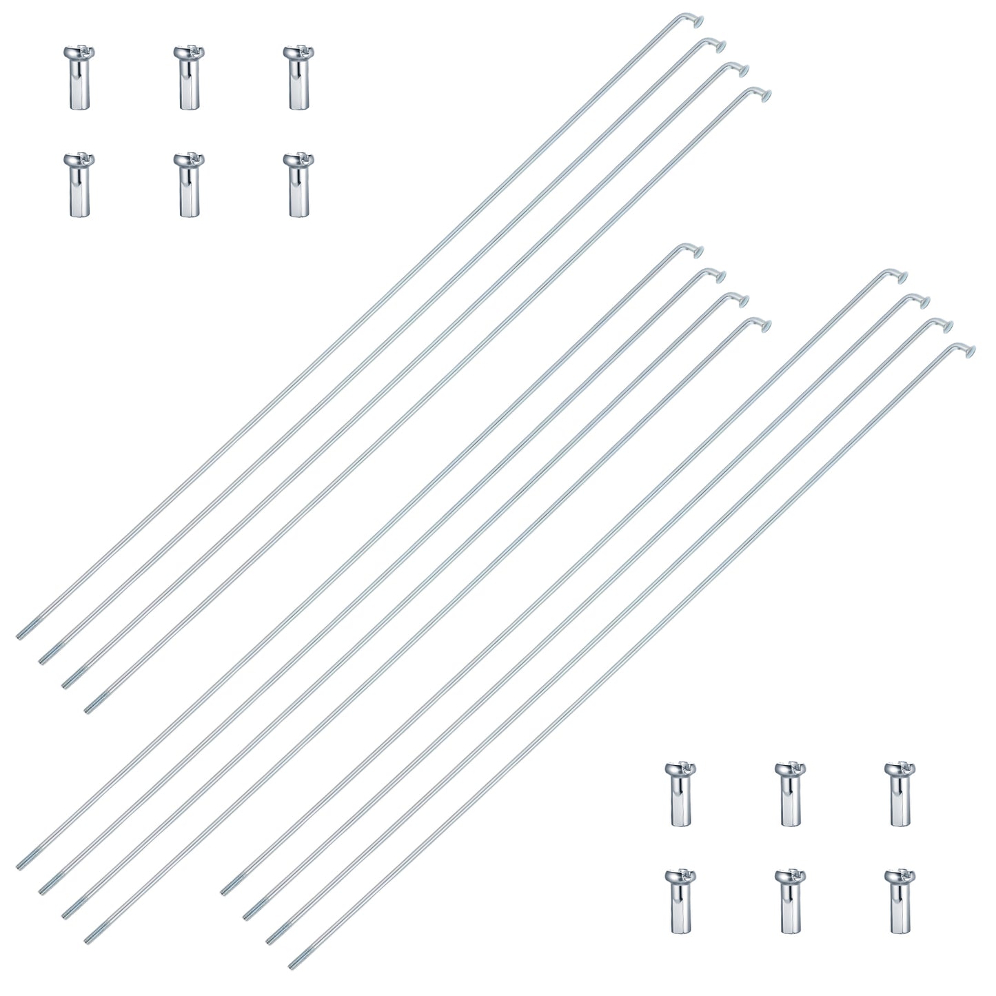 Xelsluthe 26cm Alloy Steel Bicycle Spokes, Silver Bike Spokes, 12PCS with 14mm Spoke Caps, Universal Fit for Mountain Bike, Road Bike, Mtb, Ebike, City Bike