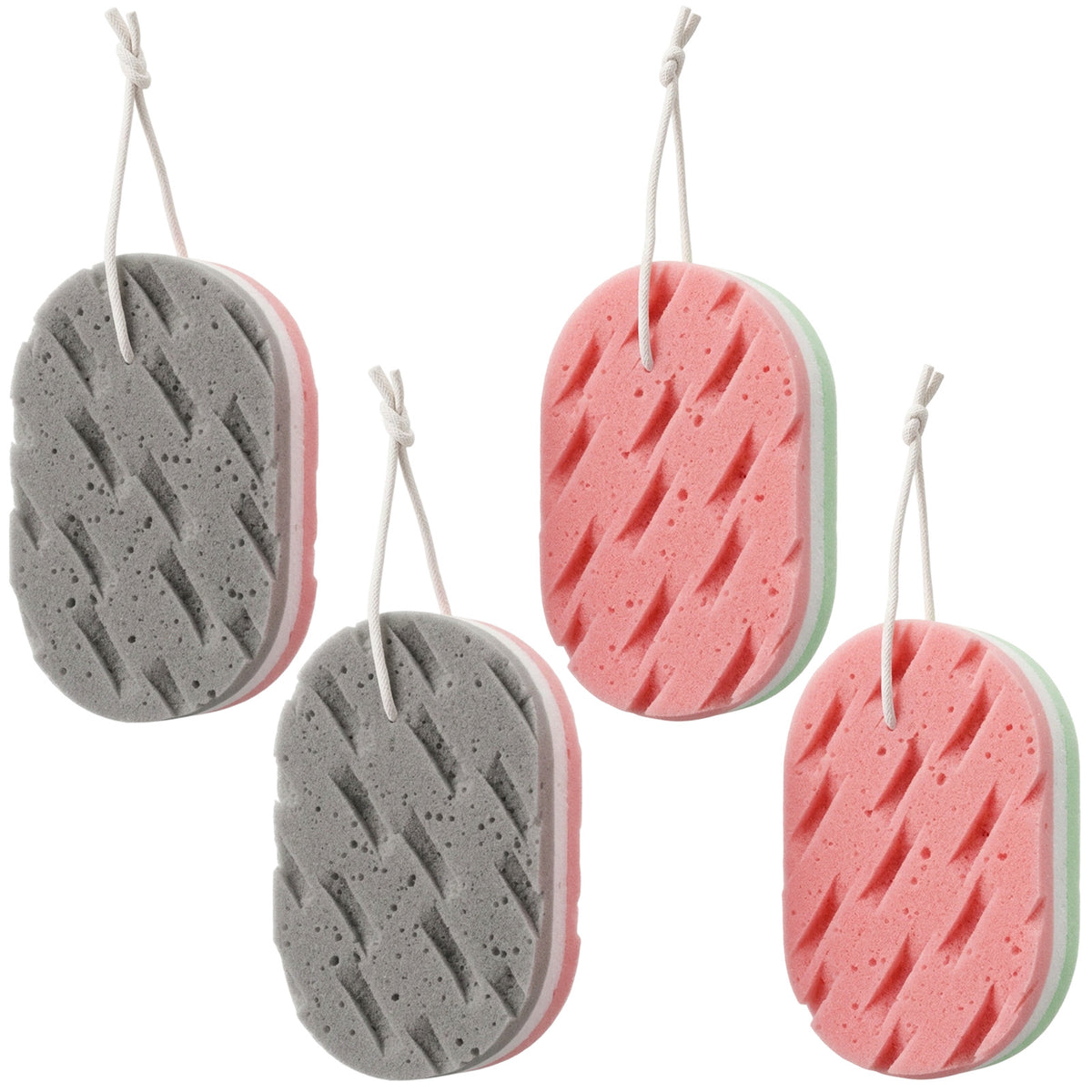 4 PCS 3-Layer Bath Sponges, Soft Exfoliating Shower Sponges