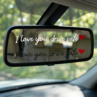6Pcs Drive Safe I Love You Sticker, Rear View Mirror Sticker Decals, Cute Vinyl Car Drive Safe Stickers with Hearts Automotive Window Decor Car Accessories to Show Your Love