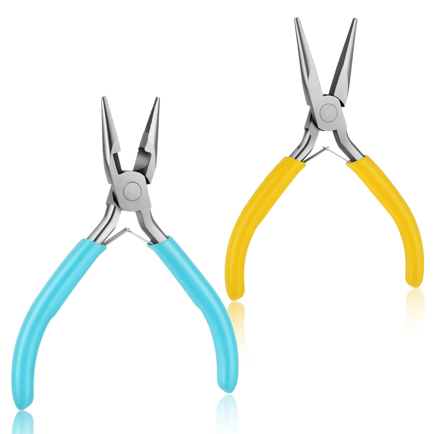 2 Pcs Jewelry Pliers Set, 4.8 Inch Mini Precision Pliers Chain Nose and Flat Nose Plier, Comfort Grip Ergonomic Craft Plier with Wire Cutter for Jewelry Making, Beading, DIY Crafts, Repair