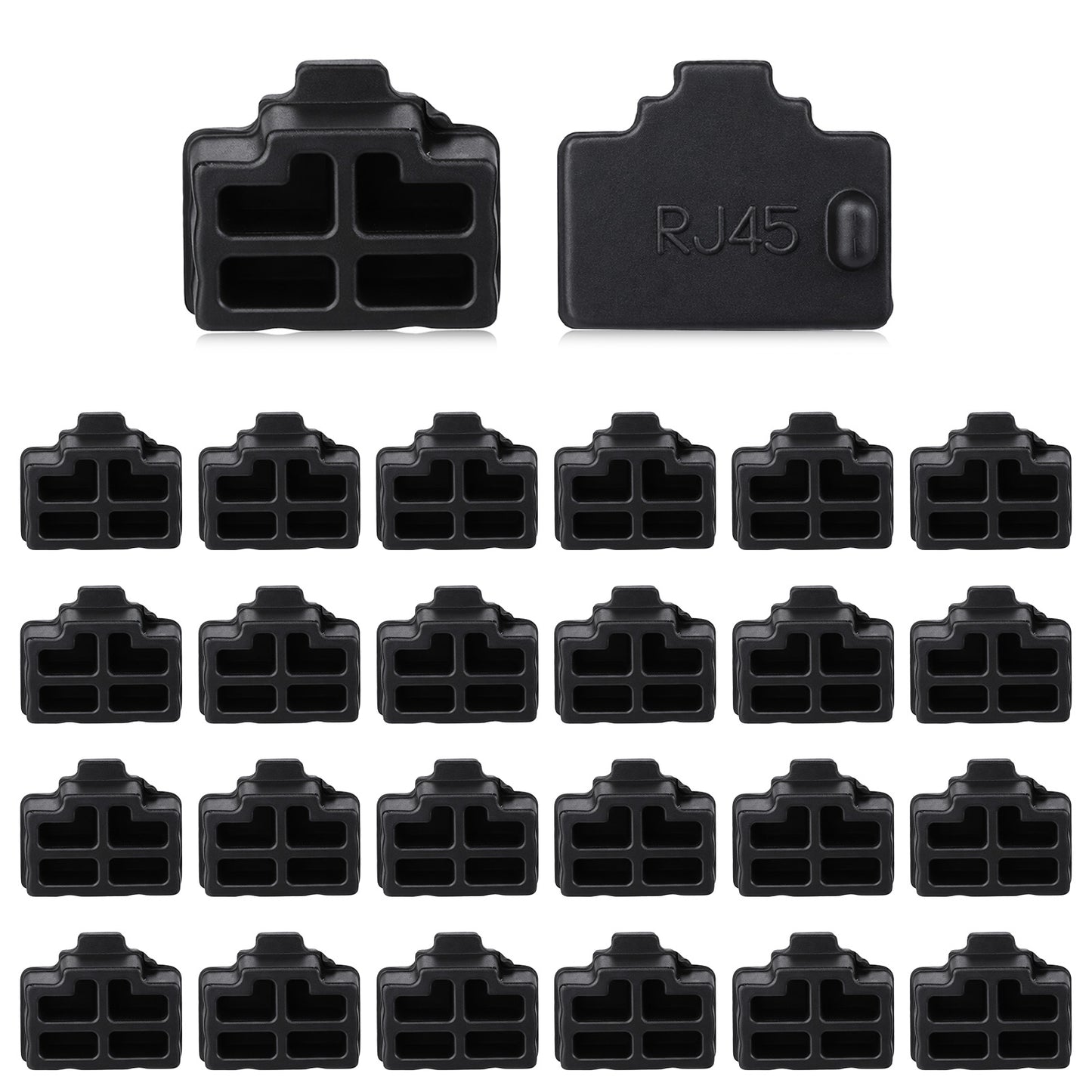 30 PCS Silicone Rj45 Dust Cover, Ethernet Hub Port Rj45 Anti Dust Cover Cap Protector Plugs Stoppers for Female Port, TV,Computer,Other Devices, Black