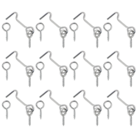 12PCS Cabin Hook and Eye Latch with Mounting Screws, Zinc-Plated Iron Gate Hook and Eye Latch, 1.5 Inch Small Screw Eyes Hooks for Wood Gate Door Swivel Window Cabinet