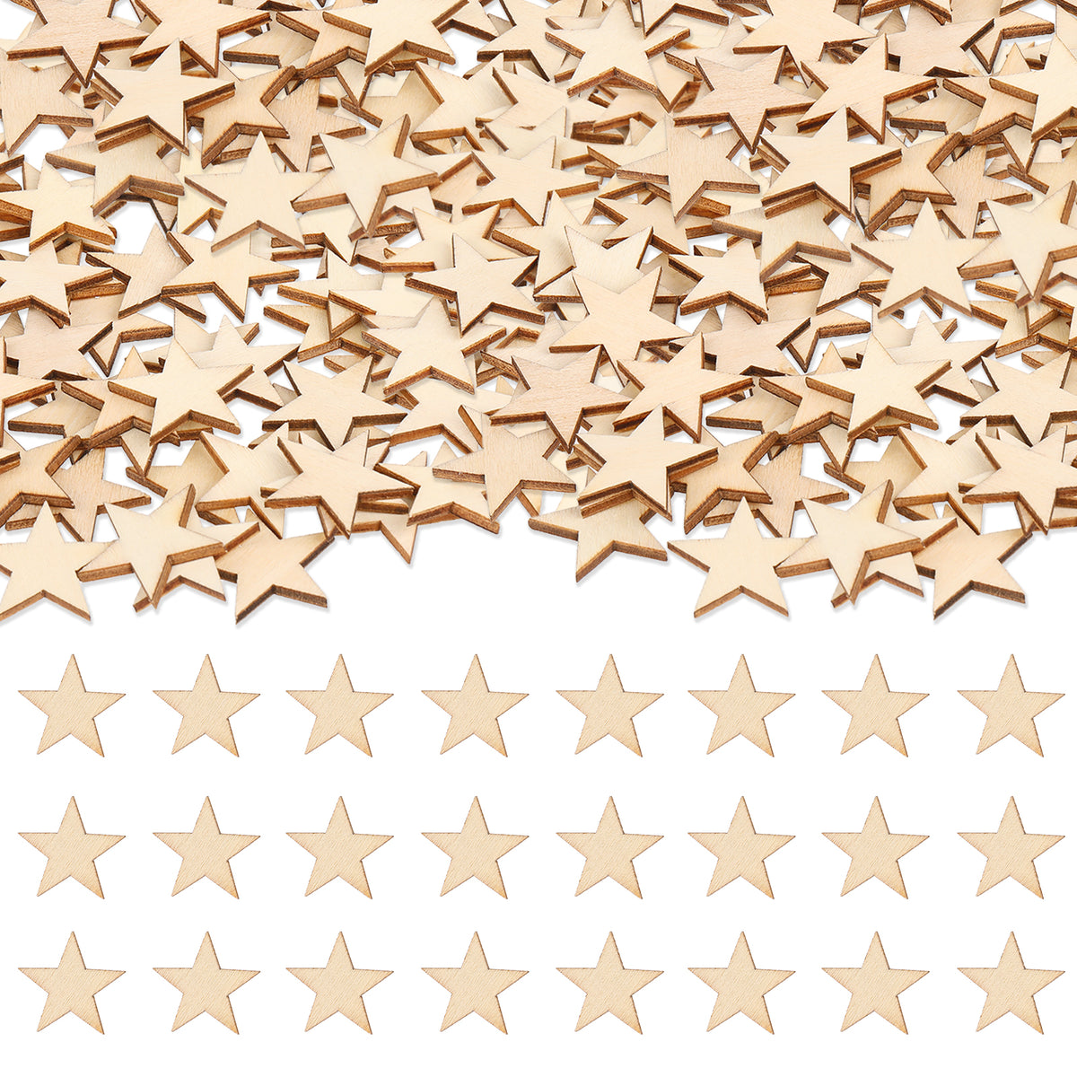100 PCS 2cm Wood Stars Cutouts, Unfinished Wooden Stars Ornaments