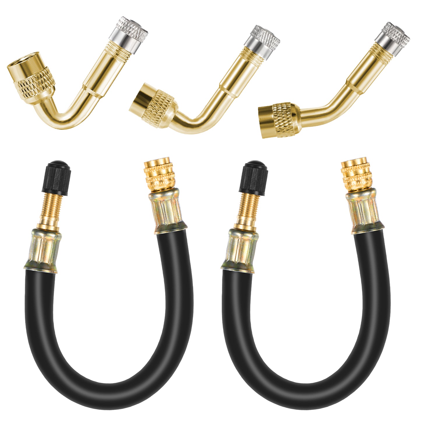 Xthrotsenk Tire Valve Extension 8.25 Inch Valve Stem Extenders Universal Flexible Valve Adapter with Brass 45 90 135 Degree Valve Stem Extension Adaptor Tool for Bike Motorcycle Car Truck Motorhome